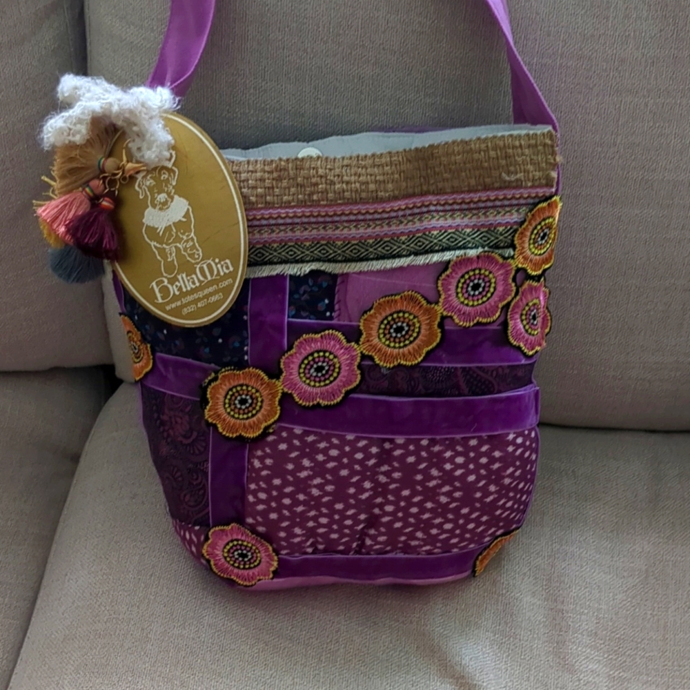 Cloud bag, fabric is cotton and velvet. Super lightweight !